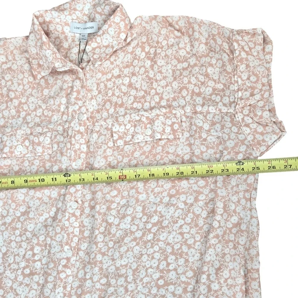 Lost + Wander The Seascape Cover Up Dress M/L Floral Summer Dress Peach‎ White